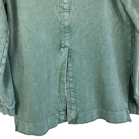 ANTHROPOLOGIE Pilcro Olive Green Terry Split Hem Tunic Top Distressed Cotton - Picture 6 of 16
